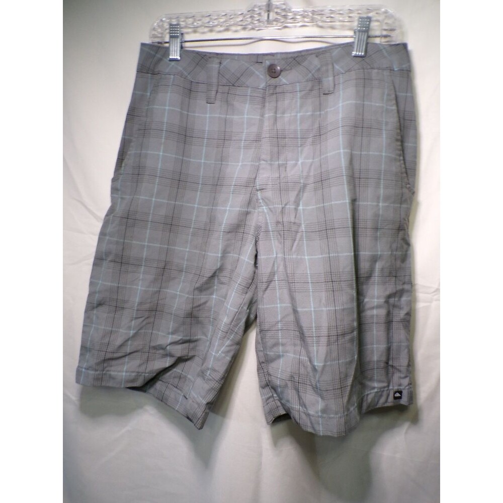 Quiksilver Men's Cargo Shorts Gray Plaid Flat Front Size 31 QS SUM 2012
